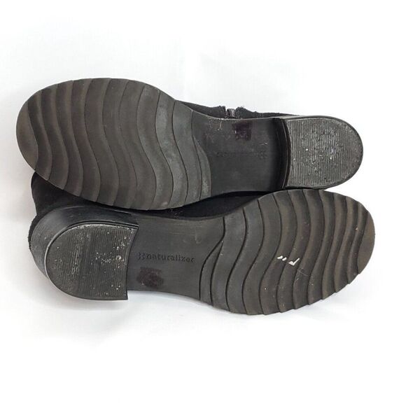 Naturalizer Suede Leather Boots 8.5 Black Faux Fur Lining Round Toe Zip Closure - Picture 6 of 8